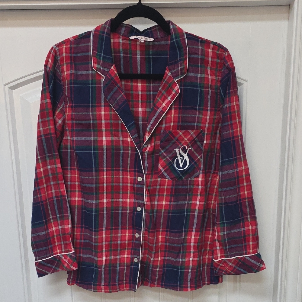 Victoria's Secret Red/Blue Plaid PJ Top - Sz SP